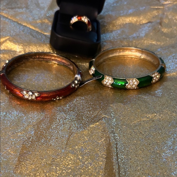 Banana Republic Gold and Green Bracelet Set and Matching Ring Banana Republic - Picture 1 of 10